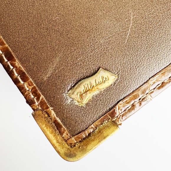 Judith Leiber Wallet Snakeskin Leather Small Card Holder Bifold Vintage Rare - Picture 8 of 8